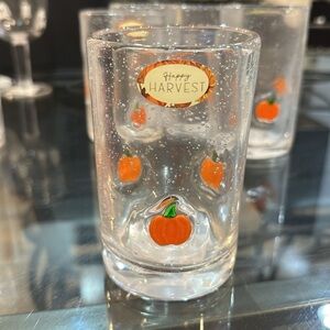 🦋5 Happy Harvest “Autumn Thanksgiving Pumpkin Bubble Glass Cup
